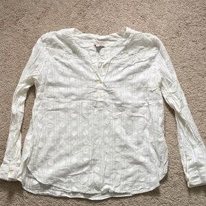 LOFT Ivory Textured Button-Up Top